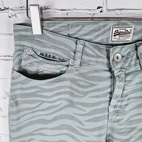 SUPERDRY | Standard Blue Skinny zebra animal print jeans - Picture 3 of 10